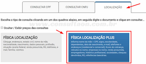 Consulta Localização Plus - ConsultaOn